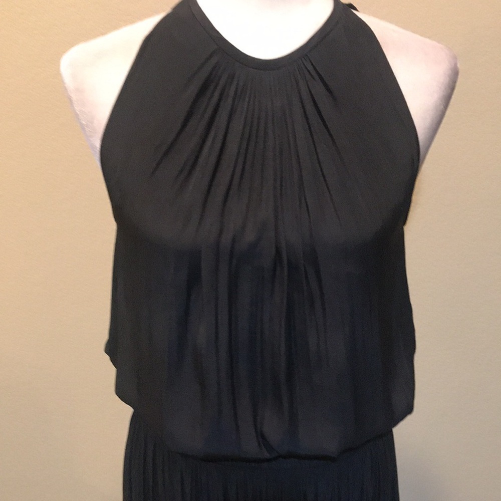 Ramy Brook Audrey Black Smocked Waist Crepe de Chine Midi Dress-Size P/US Small - Picture 6 of 15